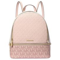 MICHAEL KORS Rhea Signature Rašto Padengto Drobės Kuprinė Vidutinė Moteriška Rožinė rožinė