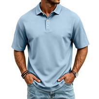 Men’s Casual Quick Dry Mesh Golf Polo Shirt Short Sleeve Lightweight Breathable Classic Fit Button Placket Top for Outdoor Sports Daily Wear M