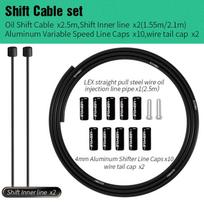 LEBYCLE MTB Road Bike Brake Line 1.7m Derailleur Shift Lnner Wire 1.55/2.1m Brake Hose 2.5m Teflon Coated Bicycle Cable Shift Cable Kit
