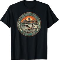 Huntington Beach Surf City SoCal Pier Surfer T-Shirt S įvairiaspalvis