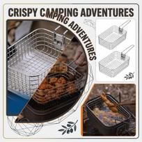 Stainless Steel Fry Basket for Deep Frying Rectangular Wire Mesh Frying Basket with Handle for Kitchen and Outdoor Use one size sidabras