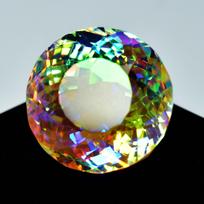 Topaz Lab Created Rainbow Mystic 53.55 Carat Round Cut CERTIFIED Loose Gemstone 20.7 mm approx įvairiaspalvis