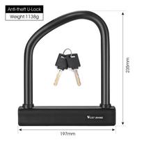 WEST BIKING MTB Road Bike Motorcycle U Lock Heavy Duty Anti-Theft E-Bike Padlock High Security Door Lock Bicycle Accessories 0705082B0000