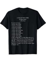 A Tale of Two Cities Charles Dickens Classic Novel Quote T Shirt Black with White Text Loose Fit Casual Tee Machine Washable Book Lover Gift Book Tshi S įvairiaspalvis