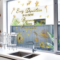 Contemporary Wall Sticker with Hand Painted Dandelion Pattern Highlighted by Gold Foil for Home Interior Styling China Mainland