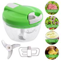 Mini Food Chopper Processor, 520ML Onion Vegetable Chopper with 3 Curved Stainless Steel Blades, Manual Handheld Food Cutter/Mincer/Blender,...