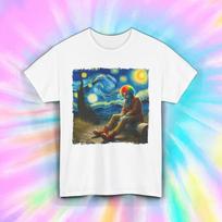 Sad Clown Starry Night Shirt Funny Surreal Art Mashup Tee S-5XL S įvairiaspalvis