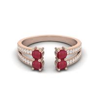 0.89 Cts Ruby Front Open 925 Sterling Silver Rose Vermeil Split Shank Engagement Women Ring 5