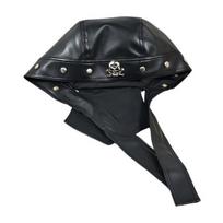 Pirate Hat Adjustable Strap Imitation Leather Pirate Cosplay Hat with Metal Skull Badge Rivets Halloween Cosplay Theme Streetwear