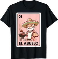El Abuelo Grilling Grandpa Mexican Bingo Card T-Shirt Mens Womens Tees Top XL