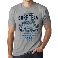 Men’s Vintage Tee Shirt Graphic T Shirt Surf Team 1959 Grey Marl XS viržių pilka spalva