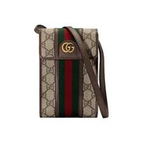 GUCCI Ophidia pintas dirželis su sendinto stiliaus logotipų juostelėmis  drobės ir odos derinys  kryžminė rankinė  unisex  juodmedžio spalva One Size-Basic Set (Bag+Dust Bag) juodmedis