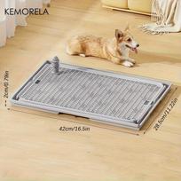 KEMORELA 2-in-1 Non-Slip Dog Potty Tray Cat Litter Mat - Waterproof Soft Paw-Friendly Design with Grid Pattern for Easy Cleaning 1pc šviesiai pilka spalva