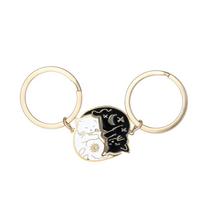 2PCS Hug Cat Matching Cat Key Ring Hanging Jewelry Sun Moon Cat Keychain  Anniversary 1 Pair