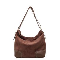 Suede Trendy Versatile Tote Bags for Women Shoulder Bag Large Capacity Shopping Bags Class Bag for Girl Designer Bag Bolso Mujer one size tamsiai ruda spalva