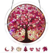 Window Hanging Ornament Suncatcher Puzzle Stained Glass Effect Decorative Light Shadow Art Piece for Balcony Window Decor Gift S C