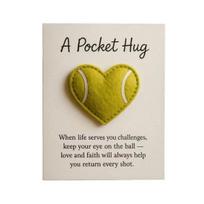 1/2/3Pcs Love Heart Tennis Pocket Hug with Positive Card Emotional Support Heart Shaped Ball Figurine Pocket Token Athletes Sports Fans Collectible 1pc tennis