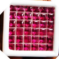 Natural Red Ruby CERTIFIED 24 PCS Loose Gemstone Square Cut 5x5 MM Lot 5 mm approx raudona