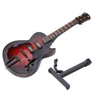 7.1in    ature Guitar Replica with Stand and Case Instrument Ornaments Christmas Gift