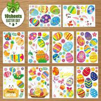 Xh107 Cute Cartoon Easter Bunny Static Window Stickers For Family Interaction Decor