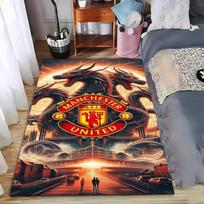 Manchester United Logo Carpet with Two Black Dragons Design  Suitable for use as an anti-slip for living room bedroom sofas 40x60cm( 15x23in )