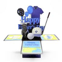 1pc 3D Pop-up Greeting Cards for Father's Day Featuring Designs of Golf and Balloons Father's Day and Birthday Party Decoration