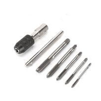 6pcs M3-M8 Tap Drill Set T Handle Ratchet Tap Wrench Machinist Tool With Screw 5*Screw Taps(M3-M8)  1*Tap Wrench