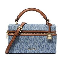 MICHAEL KORS Jana medvilninė rankinė su raidžių raštu mini moteriška džinsų mėlyna mėlyna