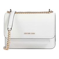 MICHAEL KORS Claire Logo Magnetic Closure Grained Cowhide Crossbody Shoulder Bag Women's White balta