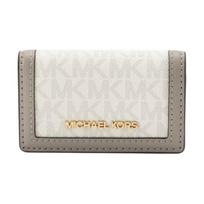 MICHAEL KORS Jet Set Travel branded lettering all over coated canvas key bag small size women's optical white balta