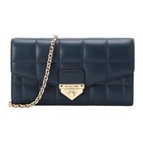 MICHAEL KORS Soho Gold Buckle Diamond Quilted Solid Color Flip Chain Sheepskin Shoulder Bag Women's Navy Blue mėlyna