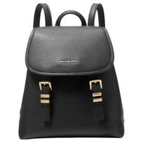 MICHAEL KORS Quinn emblem logo cow leather and artificial leather backpack women's black juoda