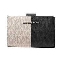 MICHAEL KORS Jet Set Classic Two-Tone Logo Coated Canvas Wallet Medium Women's White with Black juoda
