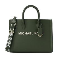 MICHAEL KORS Mirella Polished Logo Charm Tote Tote Shopping Bag Pebbled Leather Handbag Medium Women's Green žalia