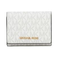 MICHAEL KORS Jet Set Travel Logo Print Snap Fastening Coated Canvas Wallet Medium Women's Glossy White balta