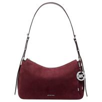 MICHAEL KORS Nolita Letter Logo Silver Hardware Nubuck Leather Crossbody Shoulder Bag Medium Women's Oxblood sidabras