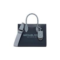 MICHAEL KORS Mirella Logo Printed Shoulder Strap Leather Shoulder Handbag Medium Women navy/light blue mėlyna