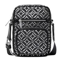 MICHAEL KORS Jet Set Metal Logo Zip Closure Polyester Crossbody Shoulder Bag Medium Women's Black with Silver juoda