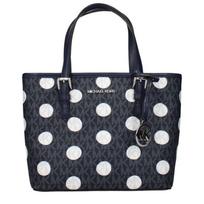 MICHAEL KORS front logo charm fabric tote mini women's navy mėlyna