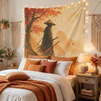 Japanese Samurai tapestry 75x100 juoda