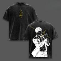 Jujutsu Kaisen Higuruma Hiromi Printed Tee Men Women Retro Washed T-shirts Cotton T Shirt Oversized Clothing S