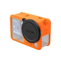 TELESIN Silicone Protective Case For DJI OSMO Action 6 Lens Cap Camera Drop Proof Case For DJI Action 6 with Safety Hand Rop oranžinė