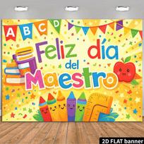 2D Colorful School Supplies Backdrop with ABC Banners and Smiling Crayons 47.2x31.5inch/120*80cm