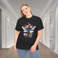 Floral Dragonfly Colorful Garden Nature Graphic T-Shirt S