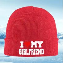 New I heart my girlfriendblack background Unisex Women Unisex Knitted Hat Beanie Pullover Cap Winter Thermal Warm Christmas Outdo