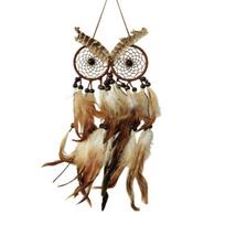 Handcrafted Dream Catcher Brown Feathers Wall Hanging Nordic Style Dreamcatcher Net  Car Decoration ruda