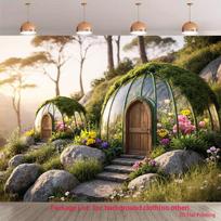 2D Spring Meadow Floral Dome Backdrop 2D Flat Printing Background 47.2x31.5inch/120*80cm