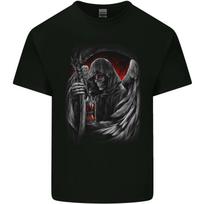 Grim Reaper Biker Gothic Heavy Metal Skull Mens Cotton T-Shirt Tee Top S įvairiaspalvis