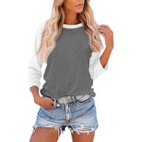 Women’s Raglan Sleeve Casual Loose Fit Crew Neck Baseball T Shirt Lightweight Soft Comfortable Top for Everyday Wear XXL
