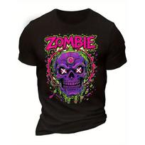 European Sizes Graphic T-Shirt - Men's Casual Crew Neck Tee, Streetwear Style, Summer Breathable Short Sleeve Top - Perfect Halloween S įvairiaspalvis